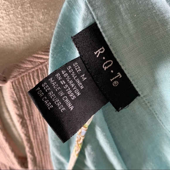 RQT linen blend light blue button up fitted jacket blazer size medium - Picture 6 of 9